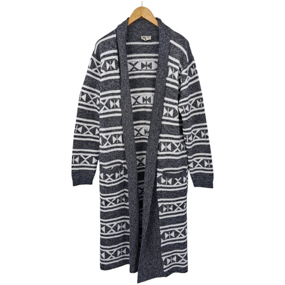 Show Me Your MuMu Trench Cardigan Nordic Knit Long Sweater Gray Women's Size XL - Picture 1 of 6